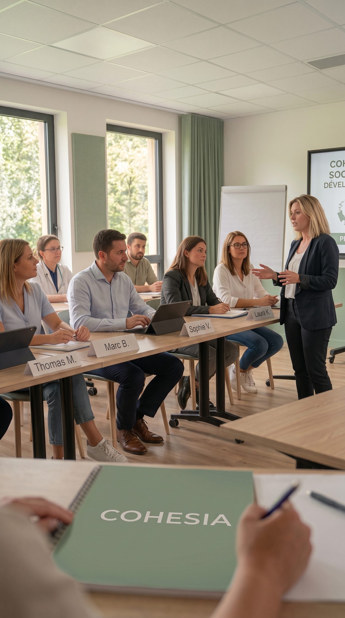 Cindy Bétrisey en formation avec des professionnels du médico-social